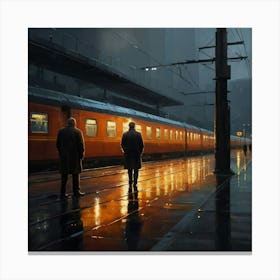 Train Station At Night 6 Canvas Print