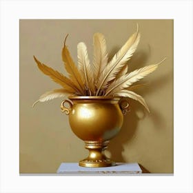 Gold Vase With Feathers 2 Canvas Print