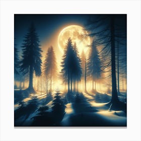 Forest At Night Canvas Print