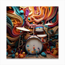 3d Drum Kit Canvas Print