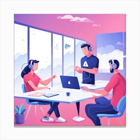 People Working At A Table Canvas Print