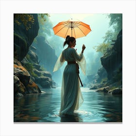 Woman In Water Canvas Print