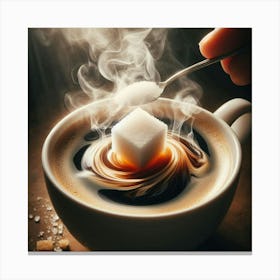 Sugar Cube In Coffee Canvas Print