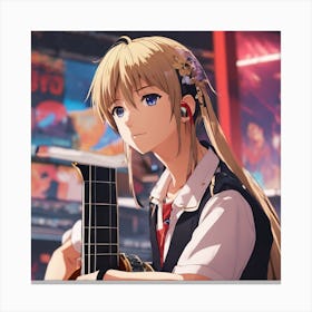 Anime Girl Playing Guitar Canvas Print