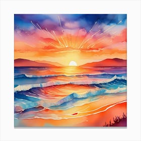 Watercolor Sunset Painting Canvas Print