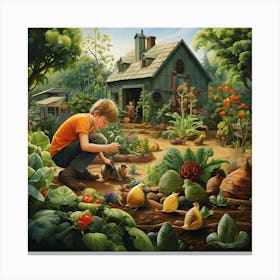 Boy In The Garden Canvas Print