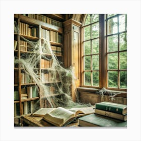 Library With A Spider Web Canvas Print