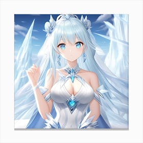 Elemental Anime Girls: Ice Queen close up Canvas Print