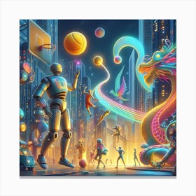 Robots In The City Canvas Print