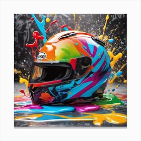 Helmet Paint Splash Canvas Print