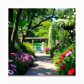 Garden Path With Flowers Canvas Print