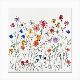 Hand Drawn Wildflowers Line Art 2 Canvas Print