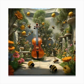 Bees In The Garden 5 Canvas Print