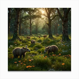 Sheep In The Woods Canvas Print