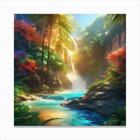 Waterfall In The Jungle 40 Canvas Print