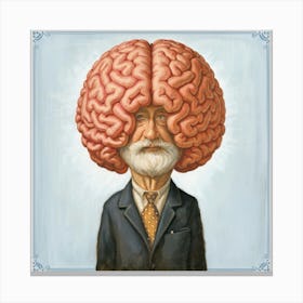 Brainy Bunch Print Art Illustrate Whimsical University Professors With Oversized Brains, Adding A Playful Touch To Academic Decor Canvas Print