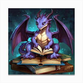 Dragon Reading A Book Canvas Print