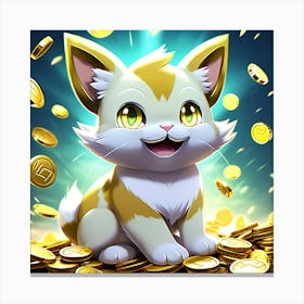 Cat With Coins Canvas Print