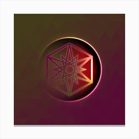 Geometric Neon Glyph on Jewel Tone Triangle Pattern 418 Canvas Print