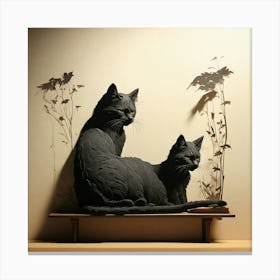 Two Cats On A Shelf Canvas Print