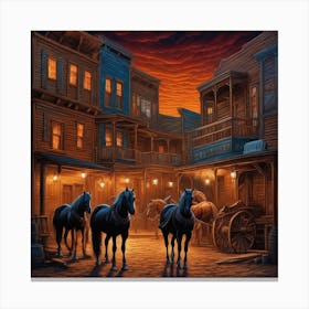 Western Town At Sunset 1 Canvas Print