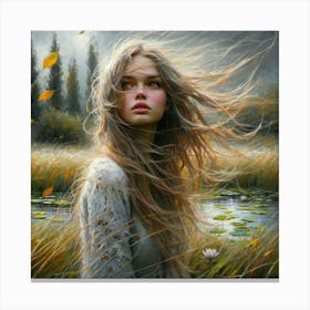 Girl With Long Hair 14 Canvas Print