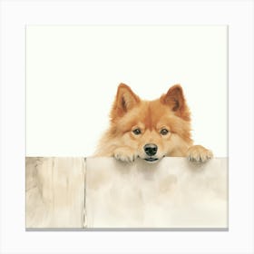 Dog Peeking Over The Wall 12 Canvas Print