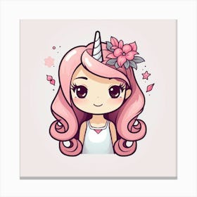 Cute Girl With Unicorn Horn 1 Canvas Print