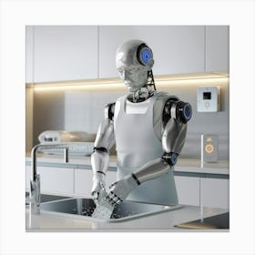 A 3d Render Of A Smart Robot Washing Dis Rmwocxgatnukgl5cxpdsia Ml98uj7or86dpg5mzyy6yw Canvas Print