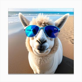 Llama Wearing Sunglasses On The Beach Canvas Print