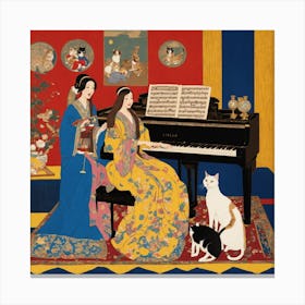 Asian Women At The Piano Canvas Print