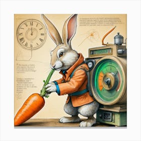 Rabbit With A Clock Canvas Print