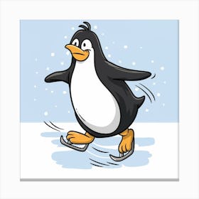 Penguin Ice Skating 2 Canvas Print