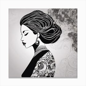 Portrait Of A Woman With Tattoos Canvas Print