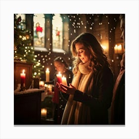 A Serene Christmas Eve Service Parishioners Immersed In Expressions Of Spiritual Surrender Engulfe (6) 1 Canvas Print