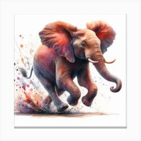Elephant In Motion, Elephant Watercolour Art Print 1 Canvas Print