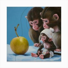 Monkeys And Apple Canvas Print