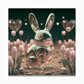 A Stunning 3d Rendering Of A Glass Bunny Named Canvas Print