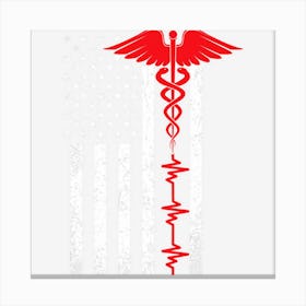 Thin Red Line Usa Flag Nurse Canvas Print