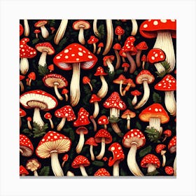 Seamless Pattern With Mushrooms 10 Canvas Print