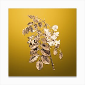 Gold Botanical Robinier Rose Bloom on Mango Yellow Canvas Print