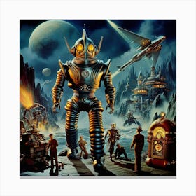 Robot In Space 3 Canvas Print