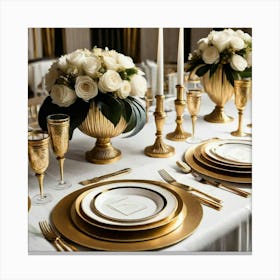 Gold Table Setting 4 Canvas Print