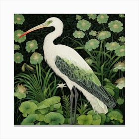 Ohara Koson Inspired Bird Painting Stork 4 Square Canvas Print