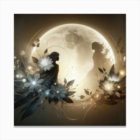 Cat silhouette in the moonlight 1 Canvas Print