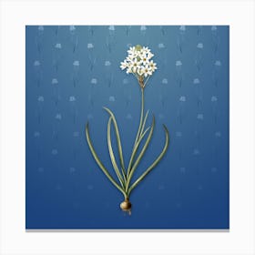 Vintage Arabian Starflower Botanical on Bahama Blue Pattern n.0834 Canvas Print