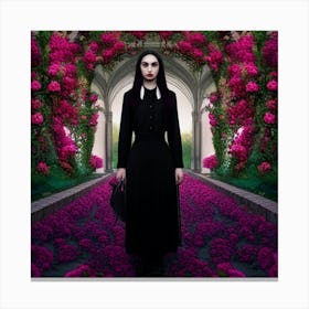 Goth Girl In Garden Canvas Print