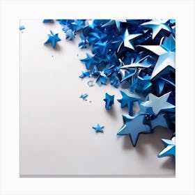 Blue Stars On White Background Canvas Print