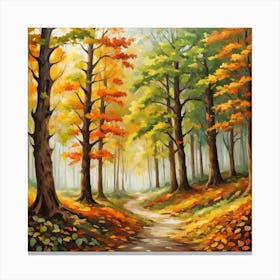 Forest In Autumn In Minimalist Style Square Composition 236 Canvas Print