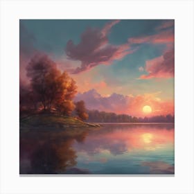 Sunset By The Lake Canvas Print